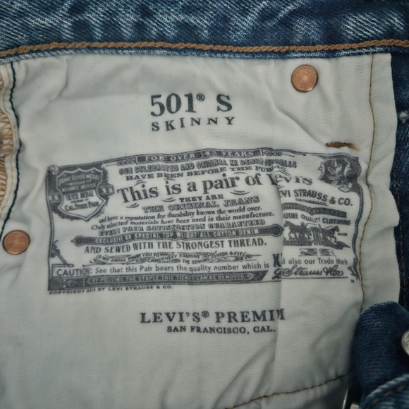 LEVI'S 501 Distressed Skinny Jeans | SZ 24 x 28 - Picture 8 of 9